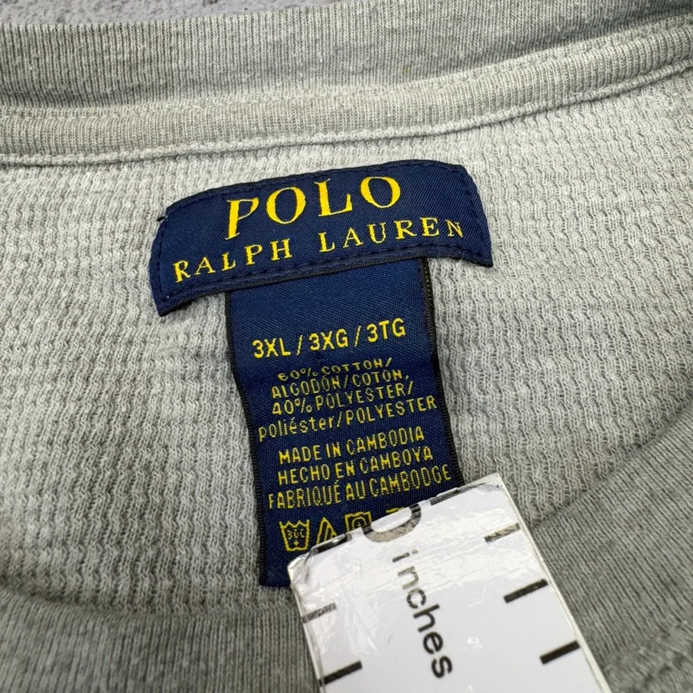 Polo Ralph Lauren Shirt Mens 3XL Gray Long Sleeve Pony Waffle Knit Thermal